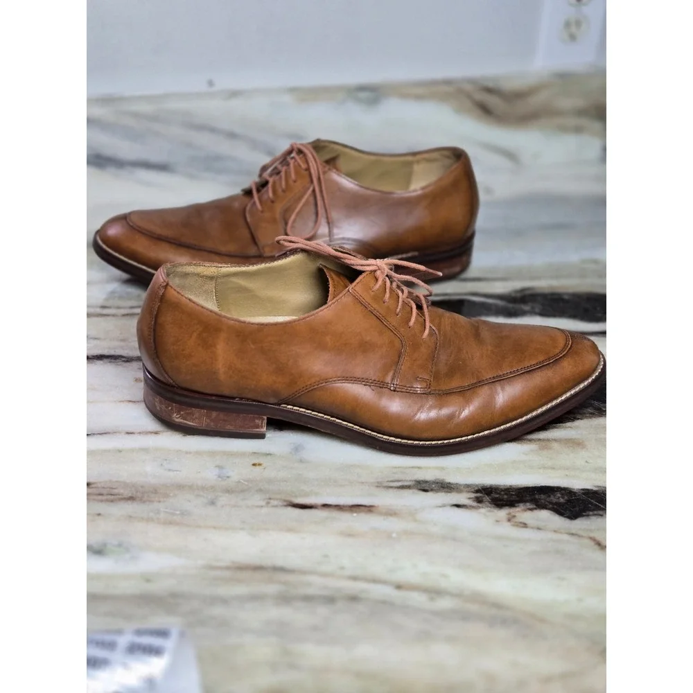 Cole Haan Grand OS 13MTan Brown‎ Leather Split Toe Derby Dress Shoes